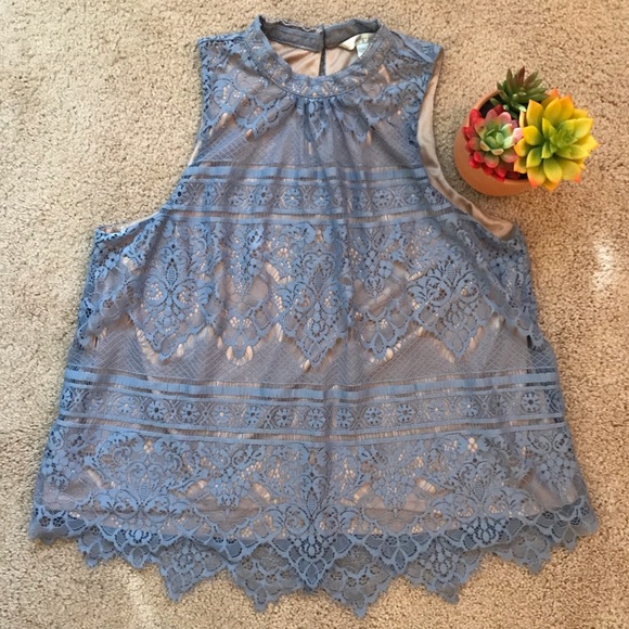 LC Lauren Conrad Tops - LC Lauren Conrad High Neck Lacy Top